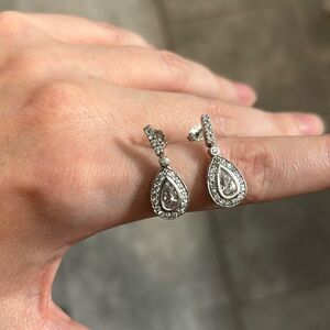 925 Sterling Post Drop Earrings with Sparkling Crystals